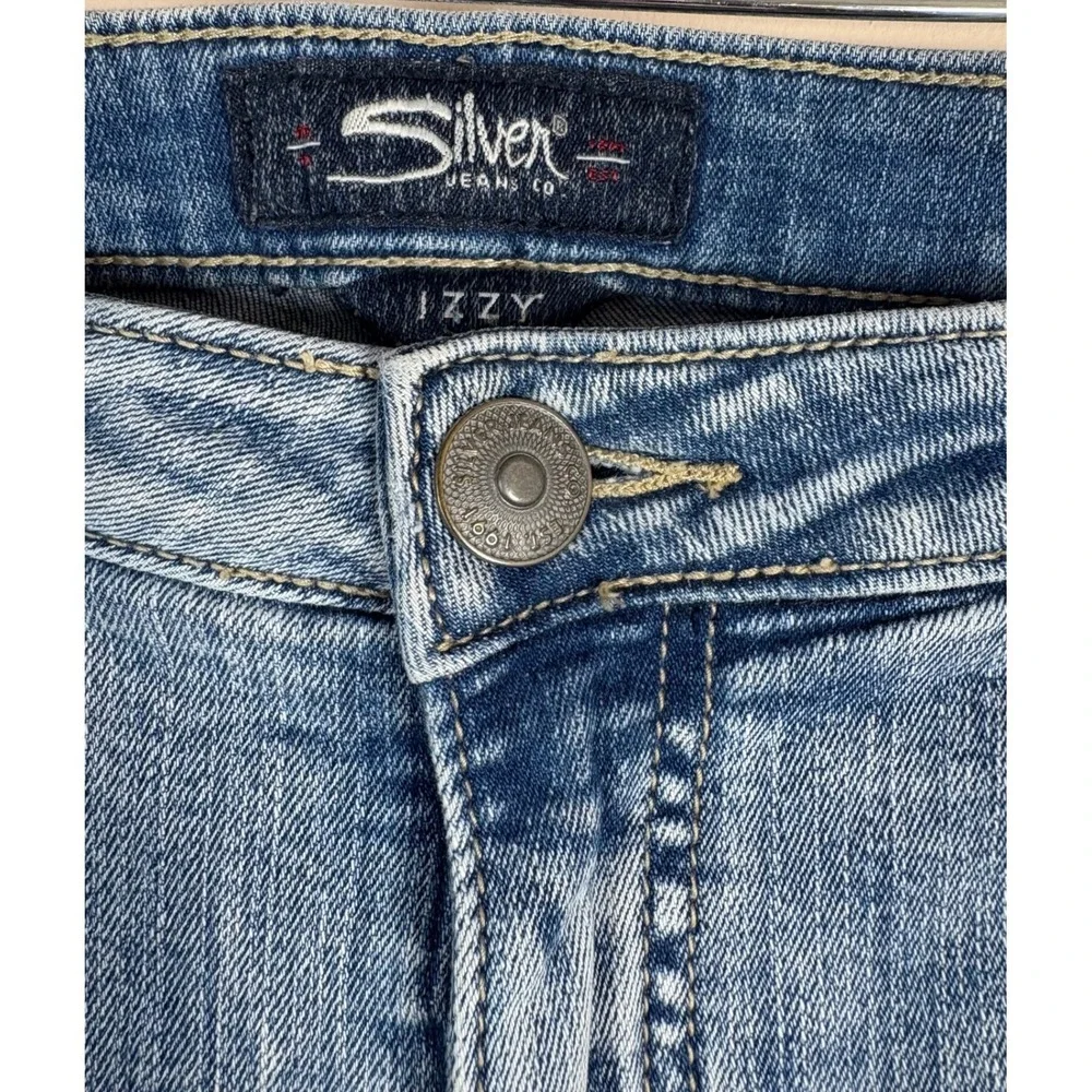 Silver Jeans Izzy Ankle Skinny Distressed Floral Embroidered Jeans Women W30 L27